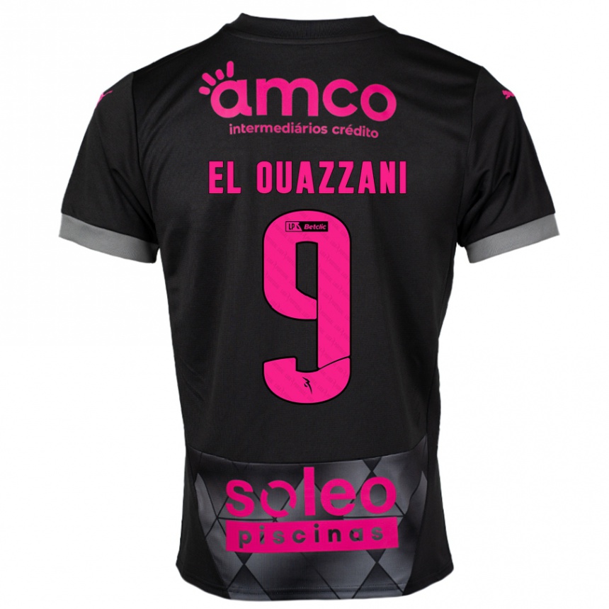 Niño Fútbol Camiseta Amine El Ouazzani #9 Negro Rosa 2ª Equipación 2024/25