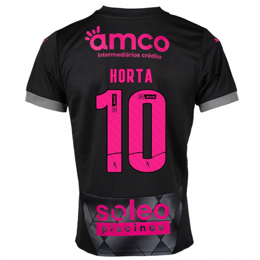 Niño Fútbol Camiseta André Horta #10 Negro Rosa 2ª Equipación 2024/25