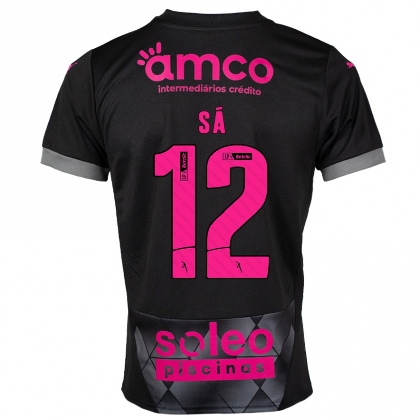 Niño Fútbol Camiseta Tiago Sá #12 Negro Rosa 2ª Equipación 2024/25