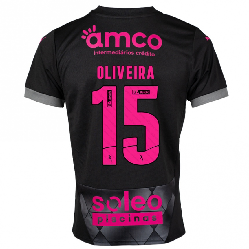 Niño Fútbol Camiseta Paulo Oliveira #15 Negro Rosa 2ª Equipación 2024/25