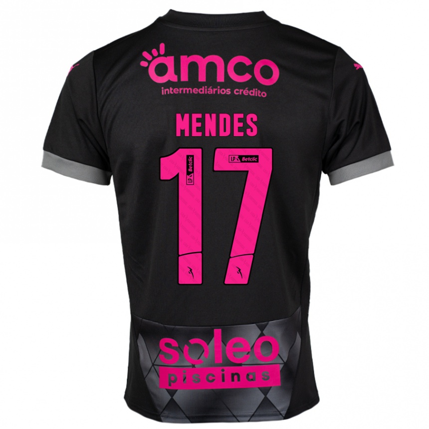 Niño Fútbol Camiseta Joe Mendes #17 Negro Rosa 2ª Equipación 2024/25