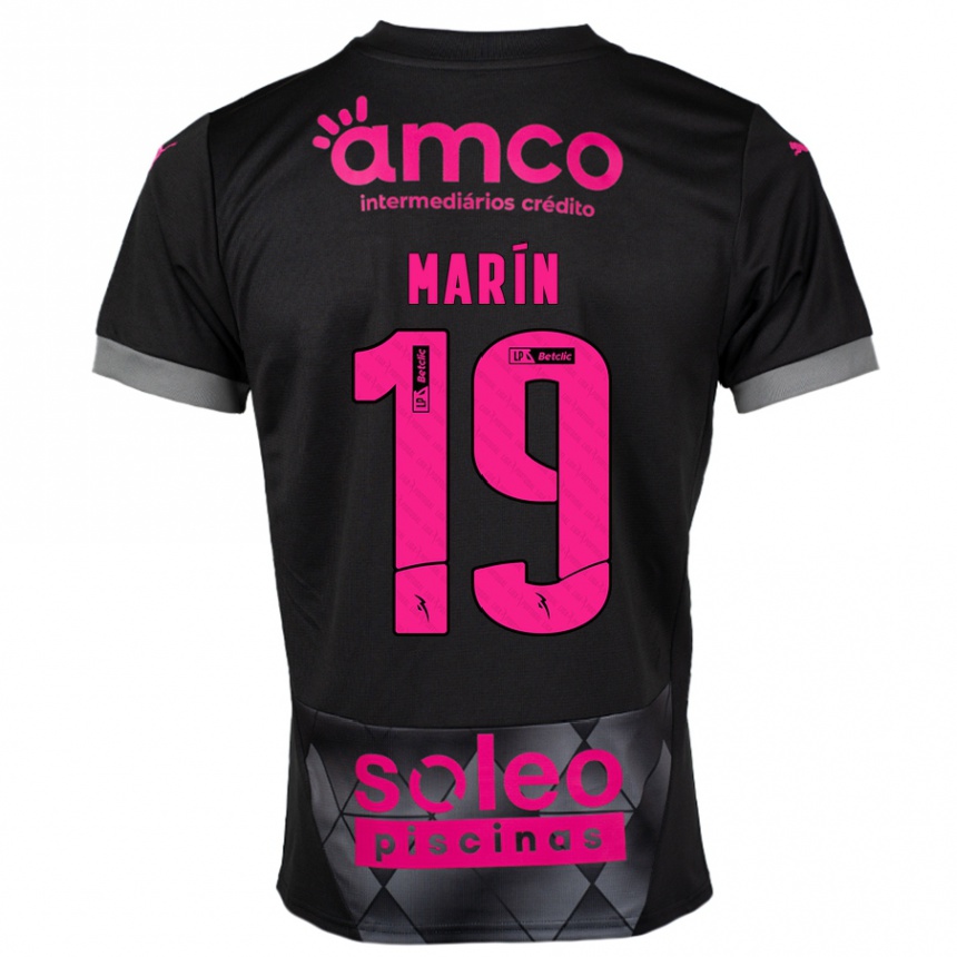 Niño Fútbol Camiseta Adrián Marín #19 Negro Rosa 2ª Equipación 2024/25