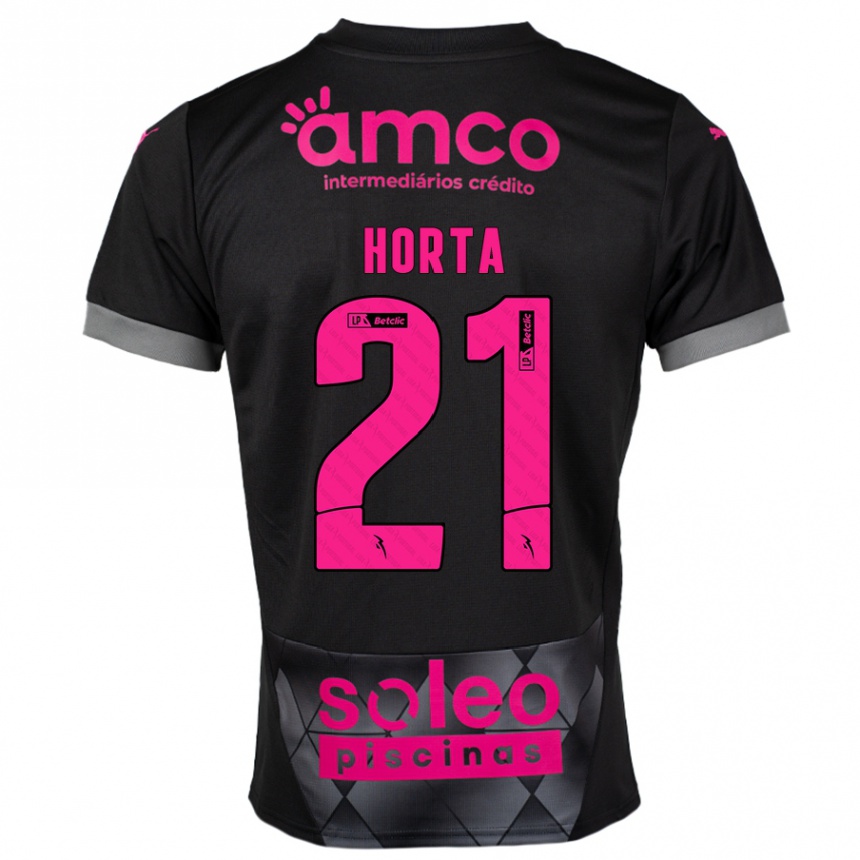 Niño Fútbol Camiseta Ricardo Horta #21 Negro Rosa 2ª Equipación 2024/25