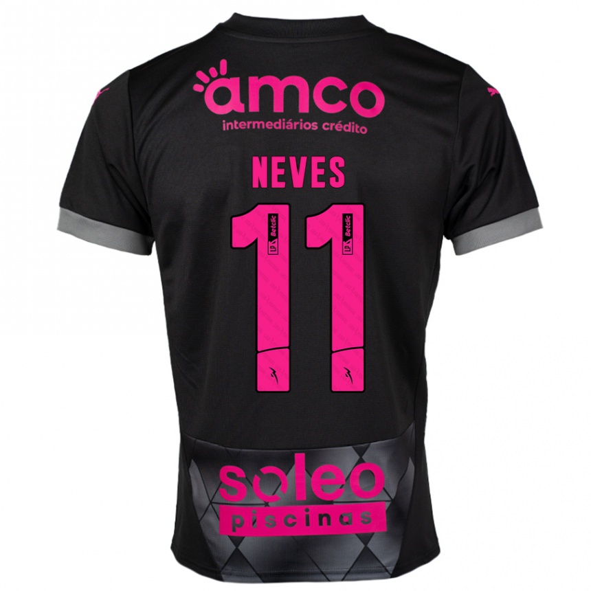 Niño Fútbol Camiseta Bernardo Neves #11 Negro Rosa 2ª Equipación 2024/25