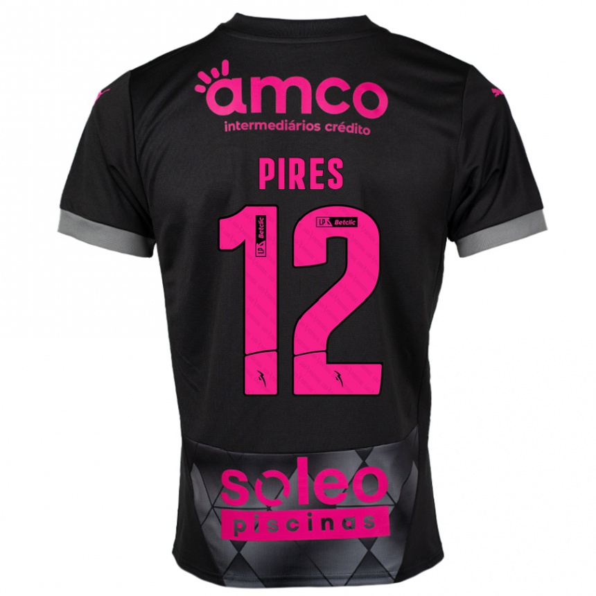 Niño Fútbol Camiseta Hugo Pires #12 Negro Rosa 2ª Equipación 2024/25