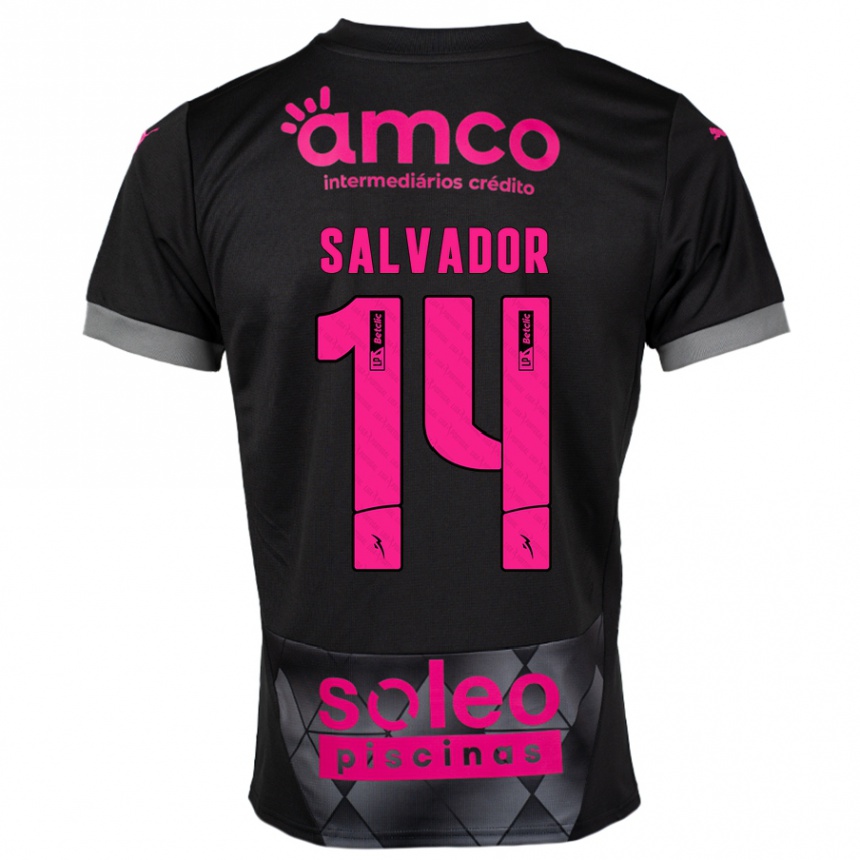 Niño Fútbol Camiseta João Salvador #14 Negro Rosa 2ª Equipación 2024/25