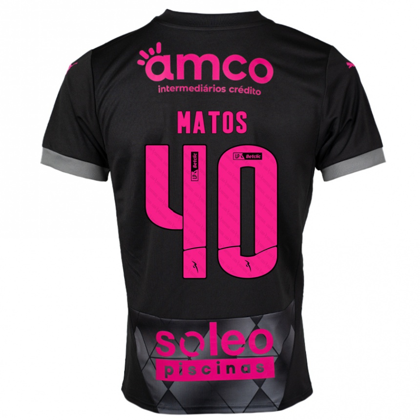 Niño Fútbol Camiseta João Matos #40 Negro Rosa 2ª Equipación 2024/25