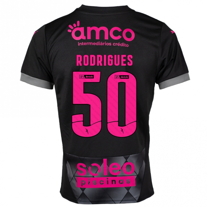 Niño Fútbol Camiseta Diego Rodrigues #50 Negro Rosa 2ª Equipación 2024/25