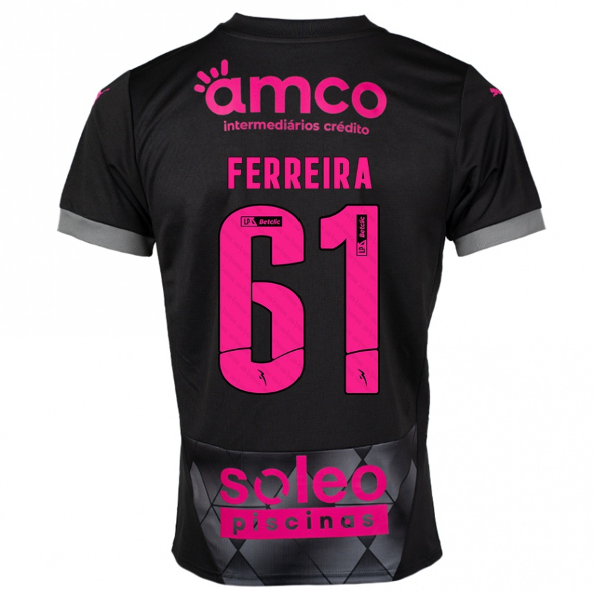 Niño Fútbol Camiseta Tiago Ferreira #61 Negro Rosa 2ª Equipación 2024/25