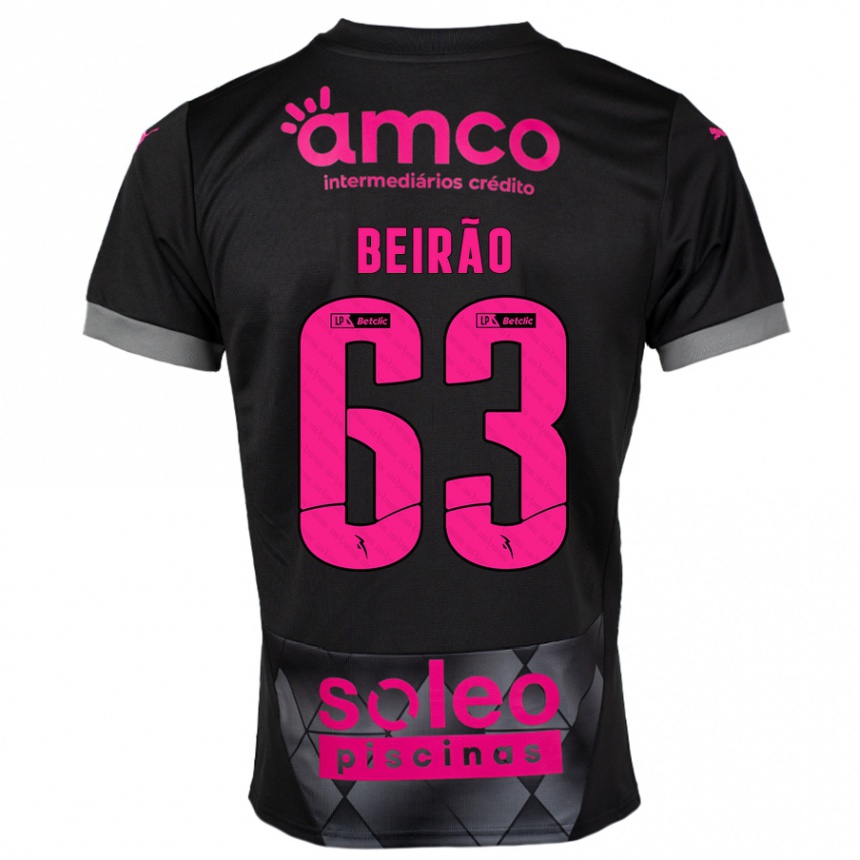 Niño Fútbol Camiseta Rodrigo Beirão #63 Negro Rosa 2ª Equipación 2024/25