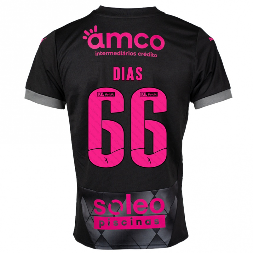 Niño Fútbol Camiseta Gonçalo Dias #66 Negro Rosa 2ª Equipación 2024/25