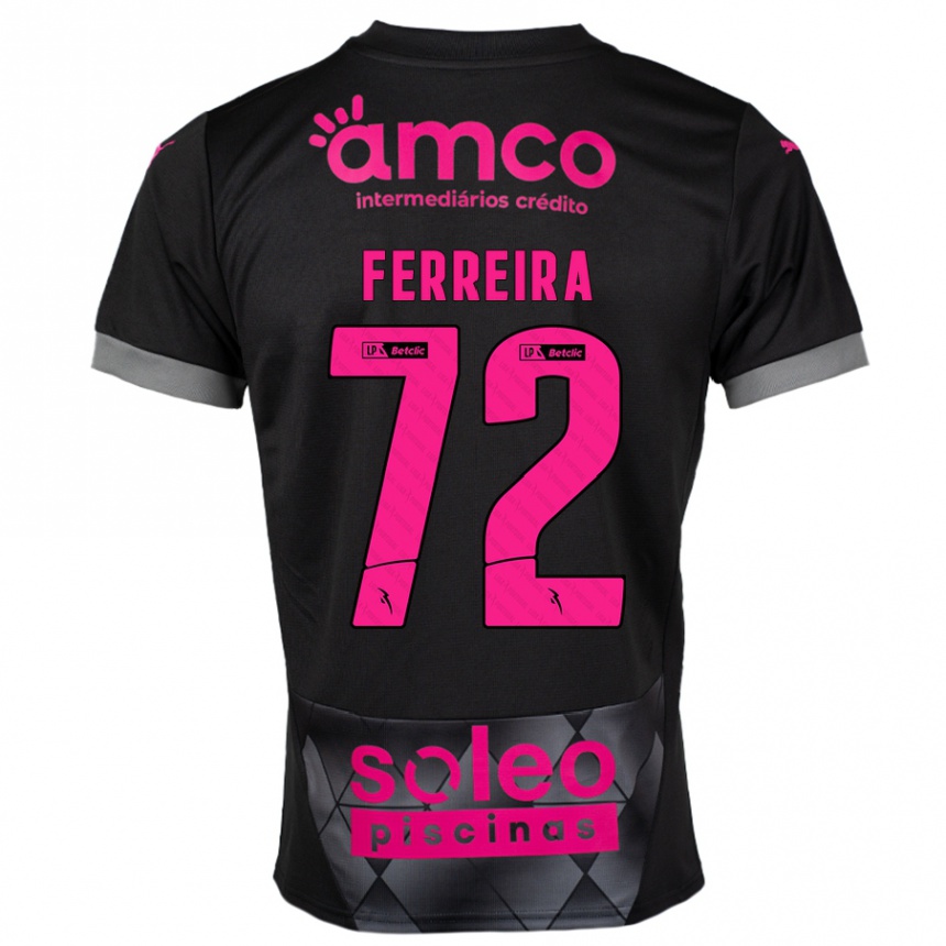 Niño Fútbol Camiseta André Ferreira #72 Negro Rosa 2ª Equipación 2024/25