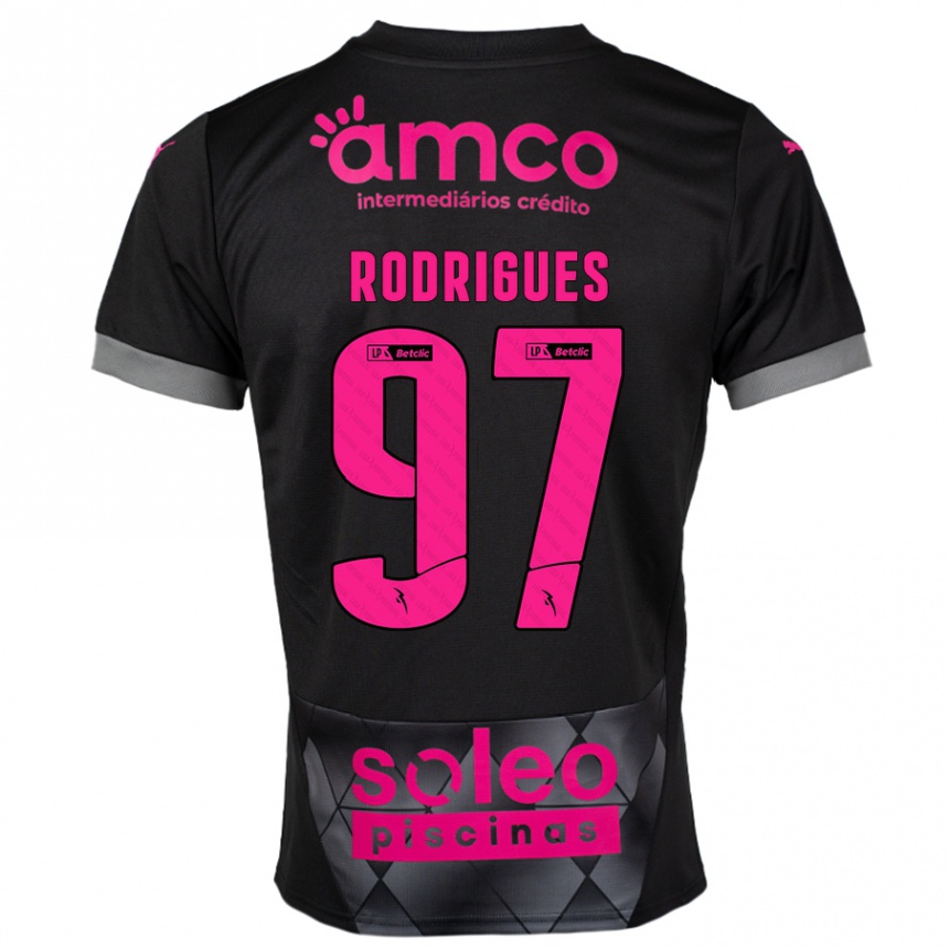 Niño Fútbol Camiseta Dinis Rodrigues #97 Negro Rosa 2ª Equipación 2024/25