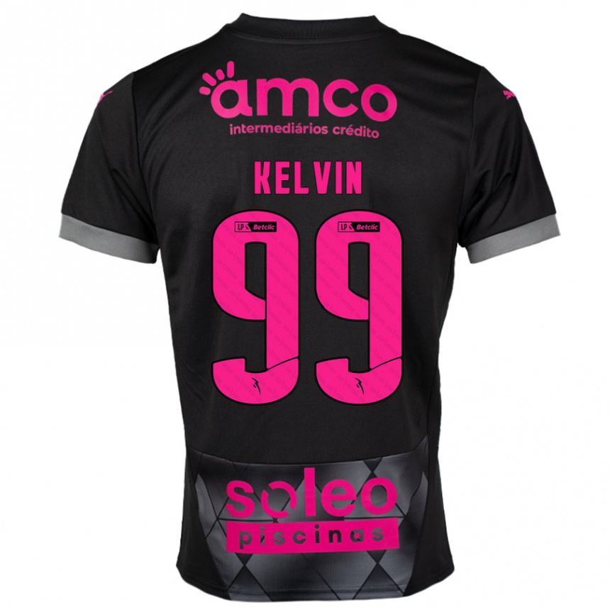 Niño Fútbol Camiseta Kauan Kelvin #99 Negro Rosa 2ª Equipación 2024/25