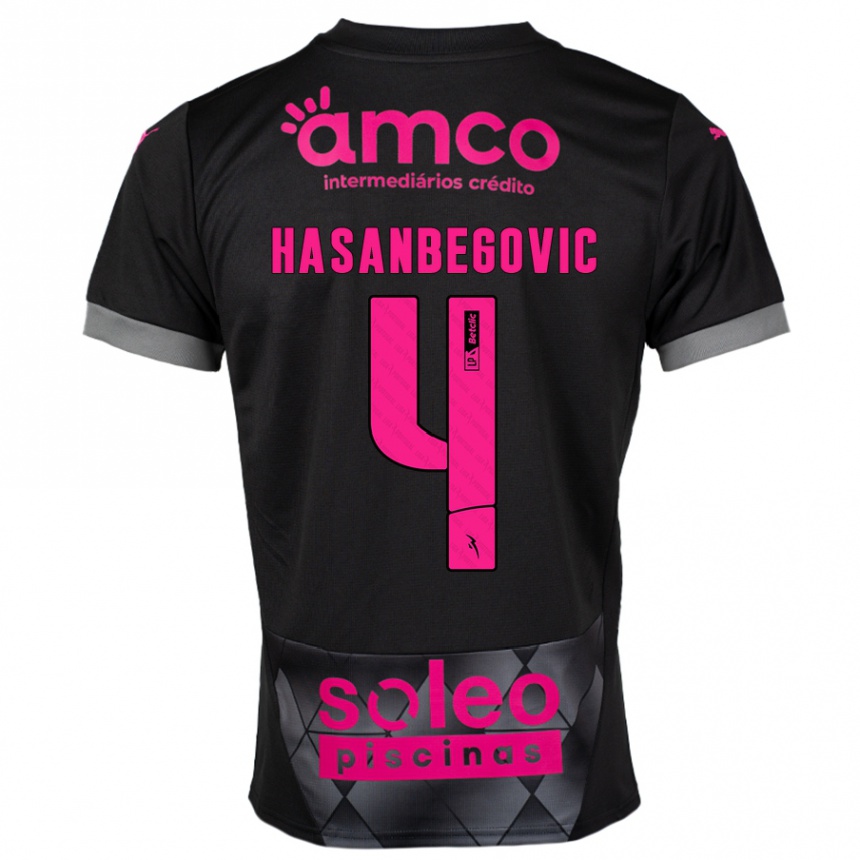 Niño Fútbol Camiseta Melisa Hasanbegović #4 Negro Rosa 2ª Equipación 2024/25