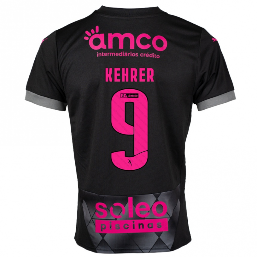 Niño Fútbol Camiseta Caroline Kehrer #9 Negro Rosa 2ª Equipación 2024/25