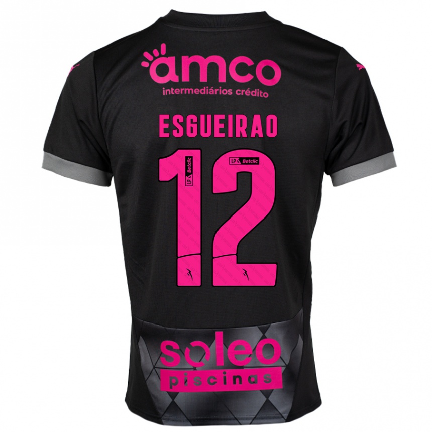 Niño Fútbol Camiseta Íris Esgueirão #12 Negro Rosa 2ª Equipación 2024/25