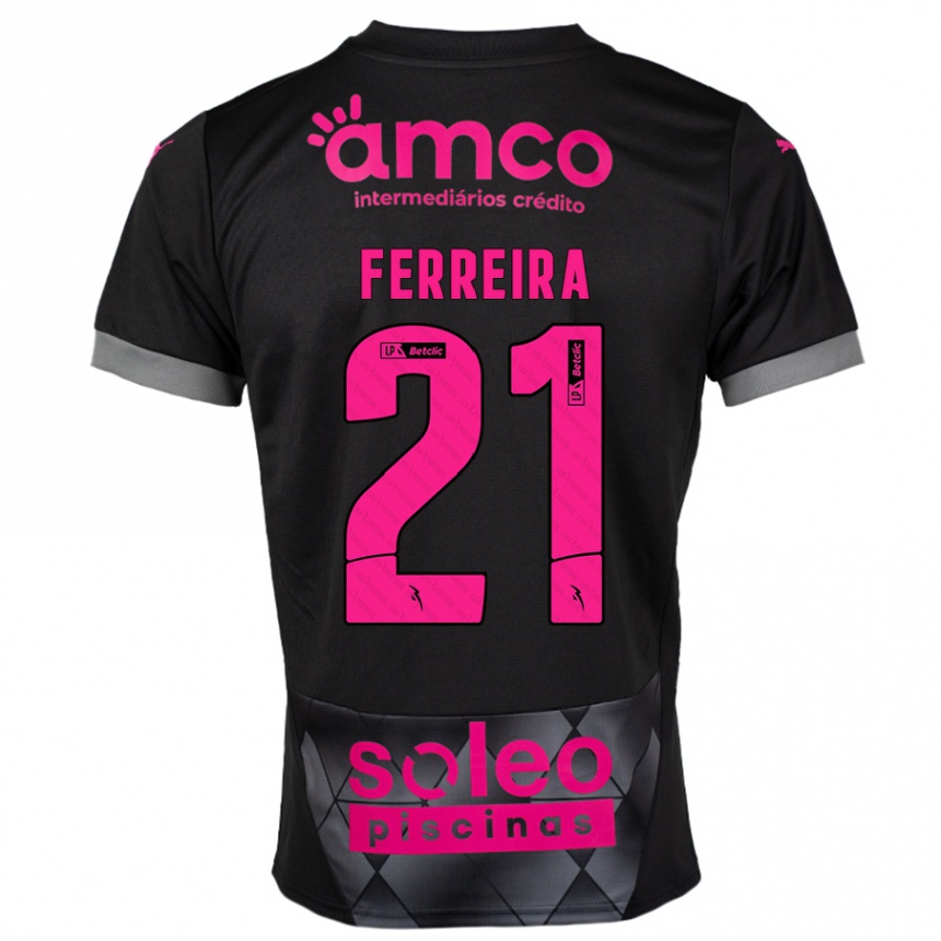 Niño Fútbol Camiseta Ana Carolina Ferreira #21 Negro Rosa 2ª Equipación 2024/25