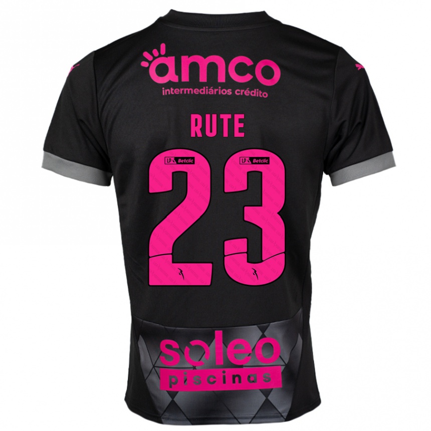 Niño Fútbol Camiseta Ana Rute #23 Negro Rosa 2ª Equipación 2024/25