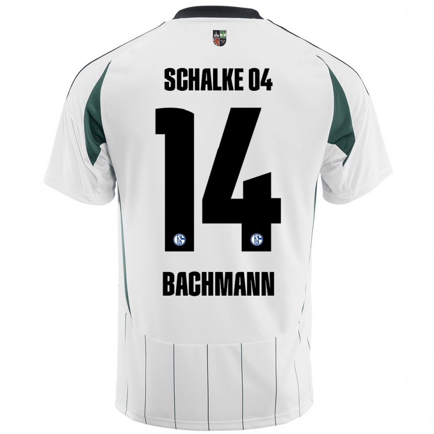 Niño Fútbol Camiseta Janik Bachmann #14 Blanco Verde 2ª Equipación 2024/25