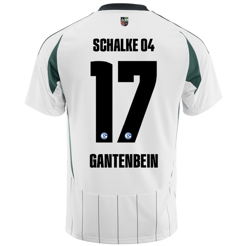 Niño Fútbol Camiseta Adrian Gantenbein #17 Blanco Verde 2ª Equipación 2024/25