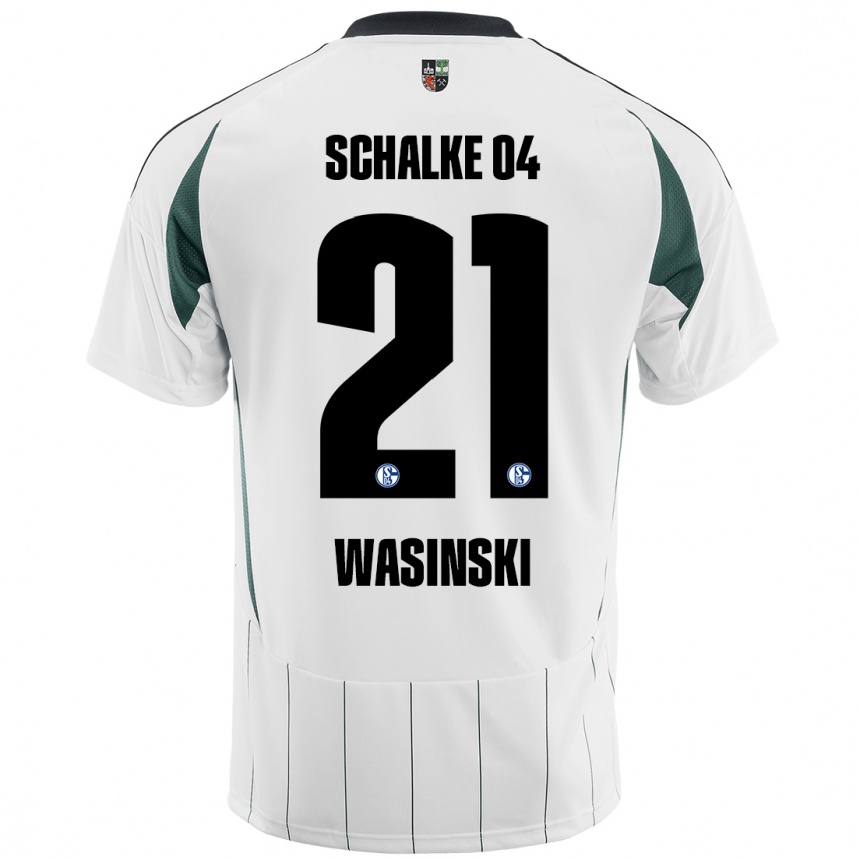 Niño Fútbol Camiseta Martin Wasinski #21 Blanco Verde 2ª Equipación 2024/25