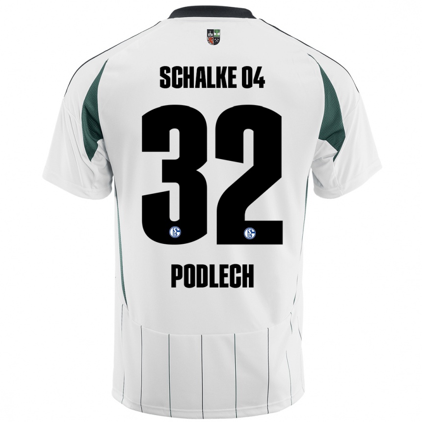 Niño Fútbol Camiseta Luca Podlech #32 Blanco Verde 2ª Equipación 2024/25