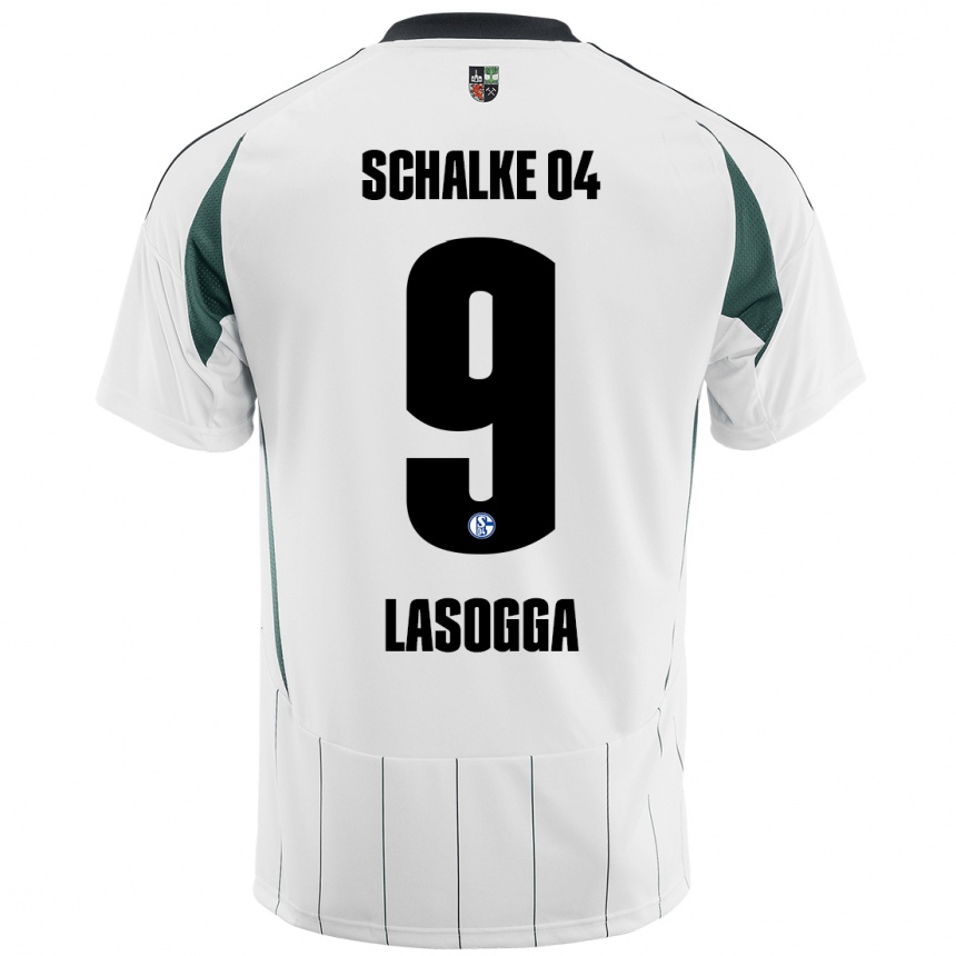 Niño Fútbol Camiseta Pierre-Michel Lasogga #9 Blanco Verde 2ª Equipación 2024/25