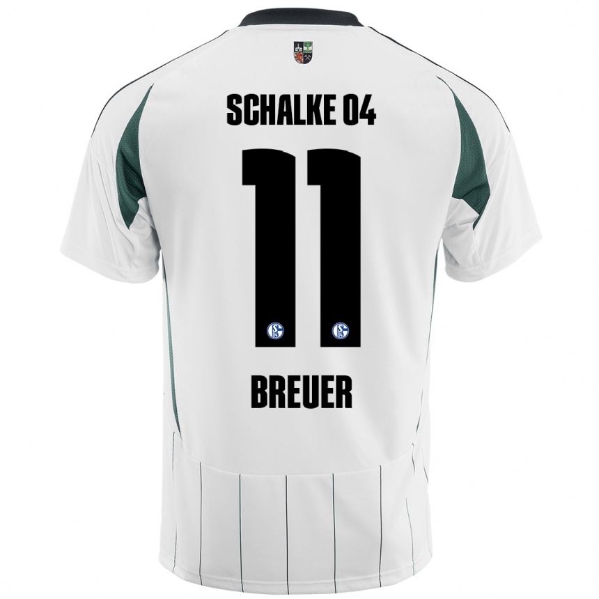 Niño Fútbol Camiseta Simon Breuer #11 Blanco Verde 2ª Equipación 2024/25