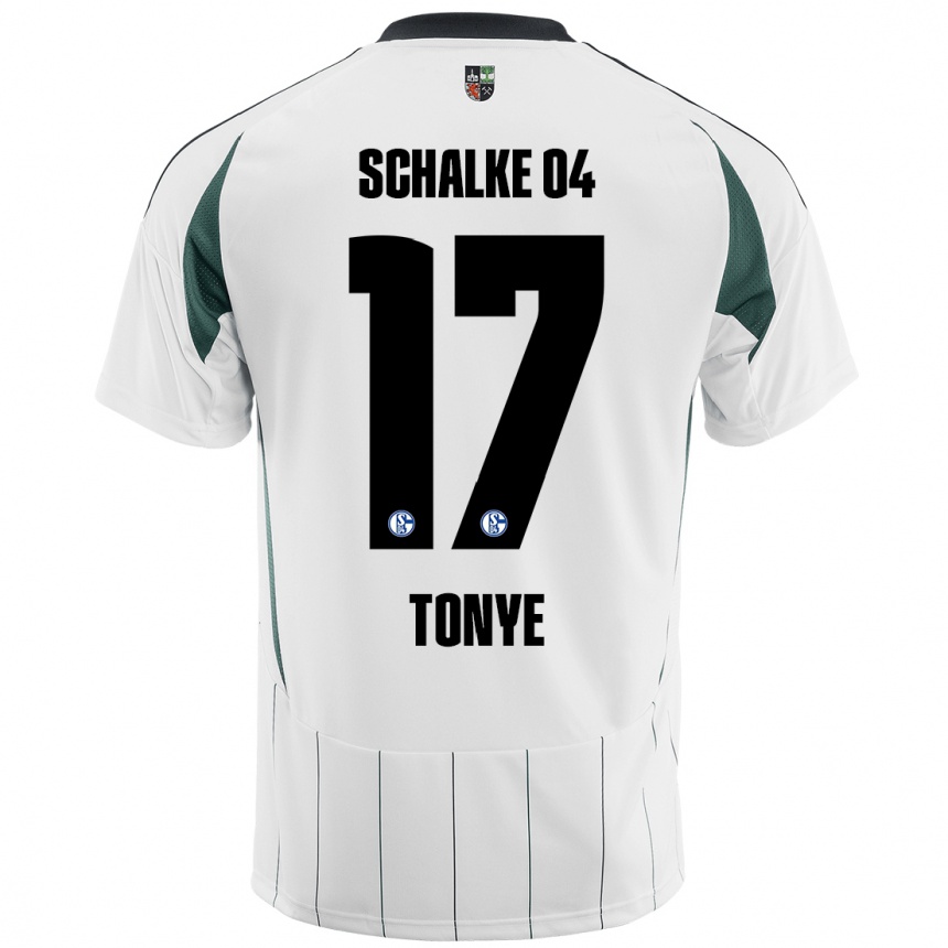 Niño Fútbol Camiseta Yannick Tonye #17 Blanco Verde 2ª Equipación 2024/25