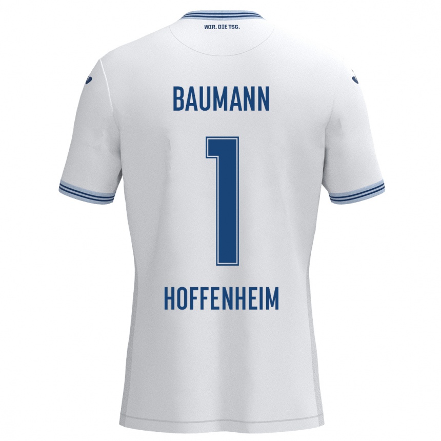 Niño Fútbol Camiseta Oliver Baumann #1 Blanco Azul 2ª Equipación 2024/25