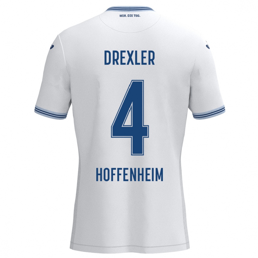 Niño Fútbol Camiseta Tim Drexler #4 Blanco Azul 2ª Equipación 2024/25