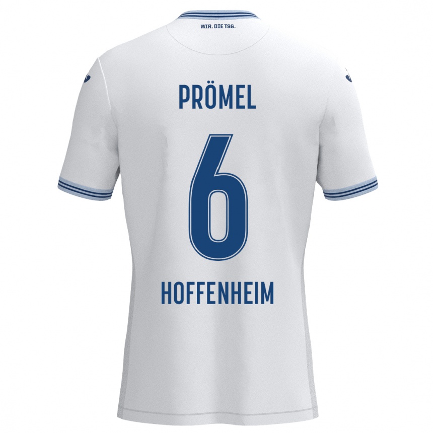 Niño Fútbol Camiseta Grischa Prömel #6 Blanco Azul 2ª Equipación 2024/25