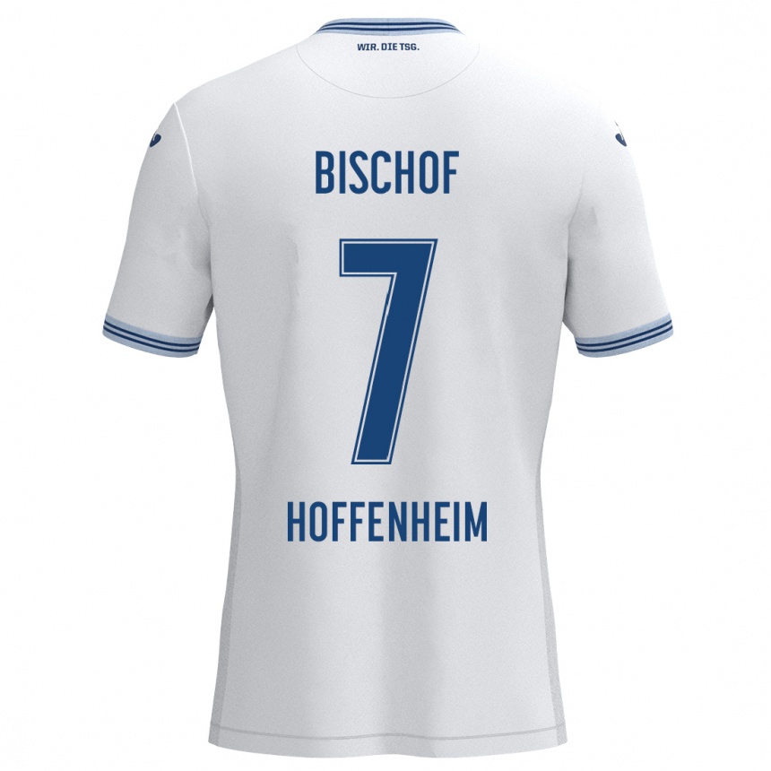 Niño Fútbol Camiseta Tom Bischof #7 Blanco Azul 2ª Equipación 2024/25