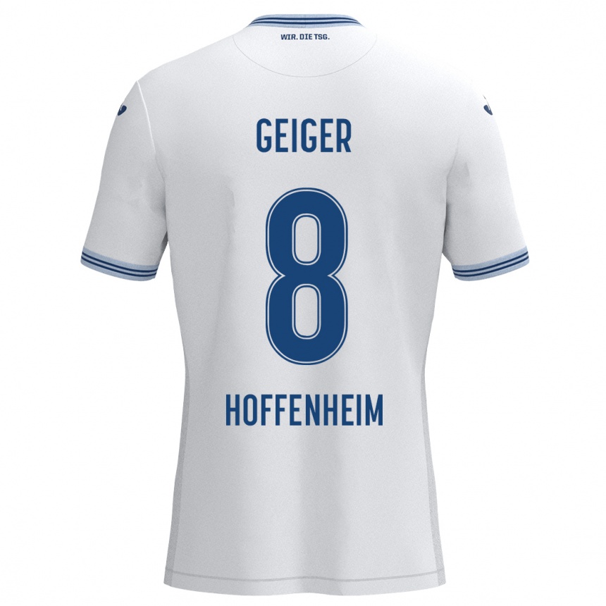 Niño Fútbol Camiseta Dennis Geiger #8 Blanco Azul 2ª Equipación 2024/25