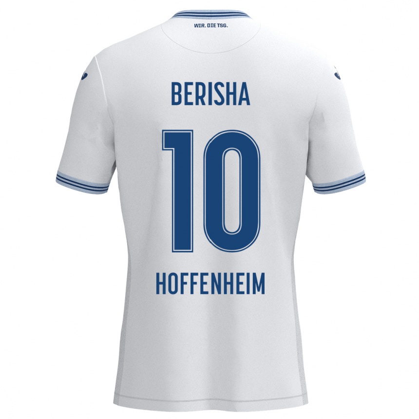 Niño Fútbol Camiseta Mergim Berisha #10 Blanco Azul 2ª Equipación 2024/25