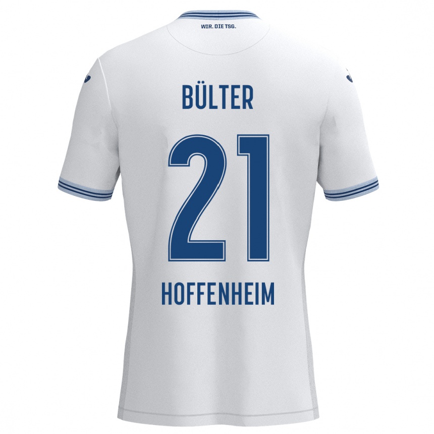 Niño Fútbol Camiseta Marius Bülter #21 Blanco Azul 2ª Equipación 2024/25