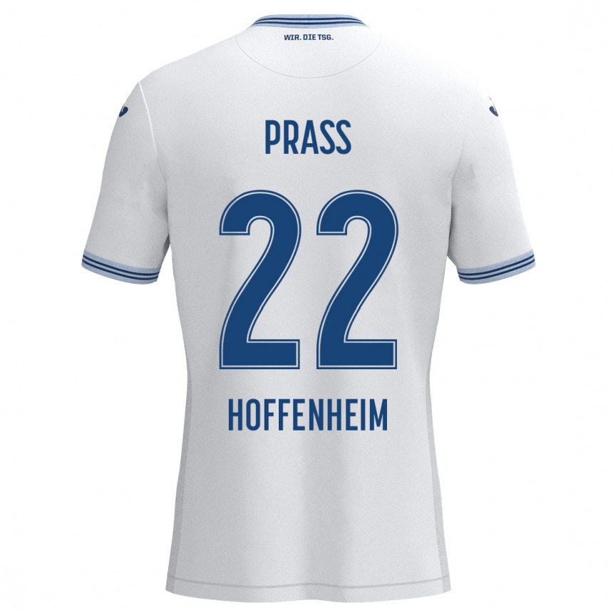 Niño Fútbol Camiseta Alexander Prass #22 Blanco Azul 2ª Equipación 2024/25