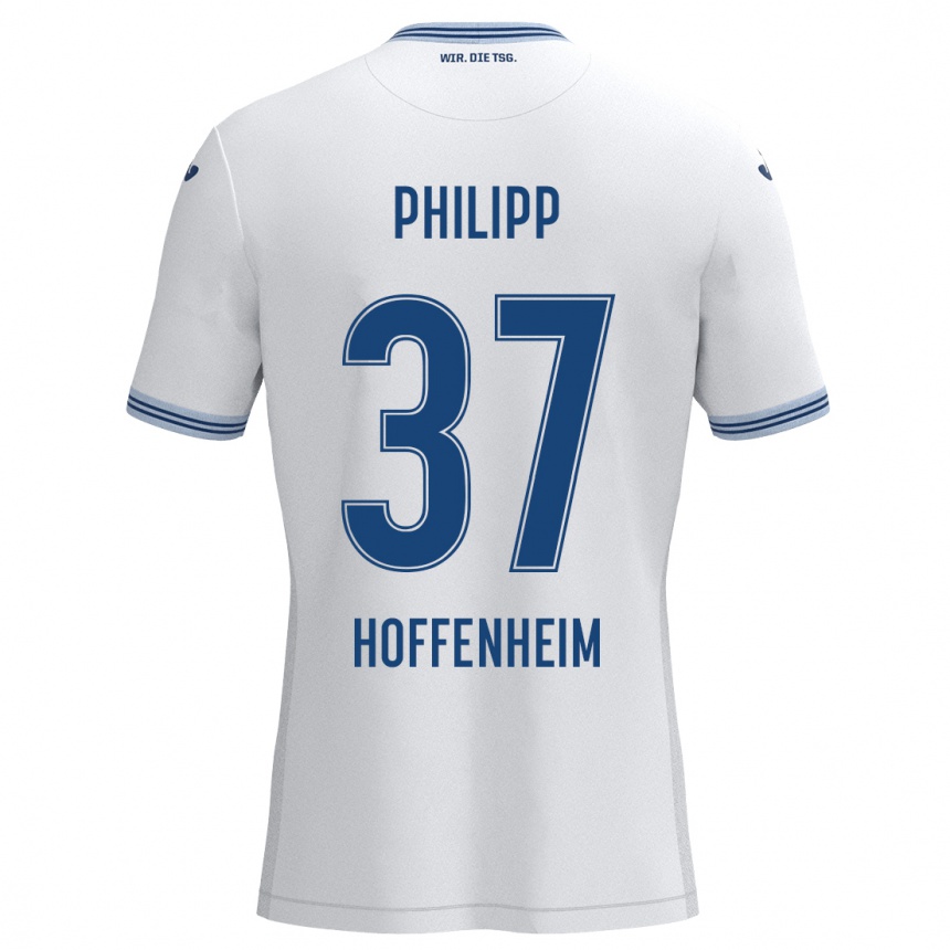 Niño Fútbol Camiseta Luca Philipp #37 Blanco Azul 2ª Equipación 2024/25