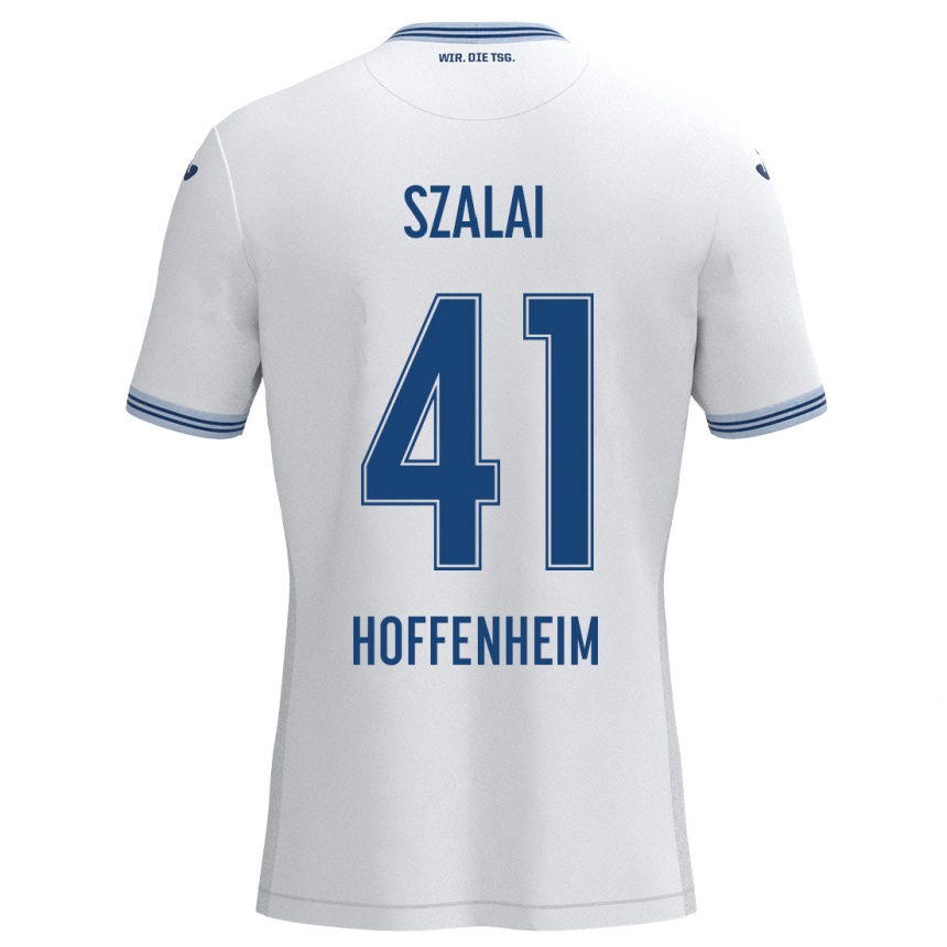 Niño Fútbol Camiseta Attila Szalai #41 Blanco Azul 2ª Equipación 2024/25