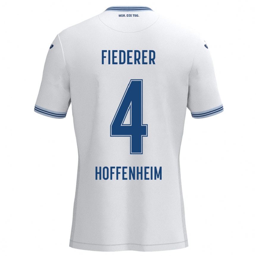 Niño Fútbol Camiseta Tom Fiederer #4 Blanco Azul 2ª Equipación 2024/25