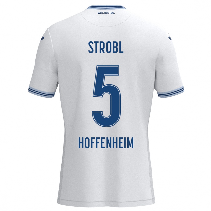 Niño Fútbol Camiseta Lars Strobl #5 Blanco Azul 2ª Equipación 2024/25