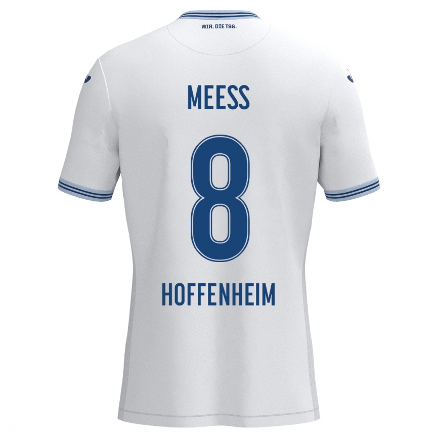 Niño Fútbol Camiseta Jakob Meeß #8 Blanco Azul 2ª Equipación 2024/25