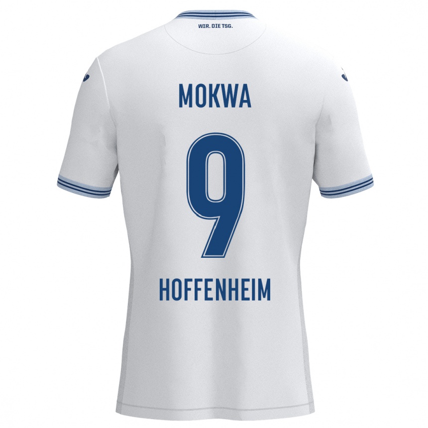 Niño Fútbol Camiseta David Mokwa #9 Blanco Azul 2ª Equipación 2024/25