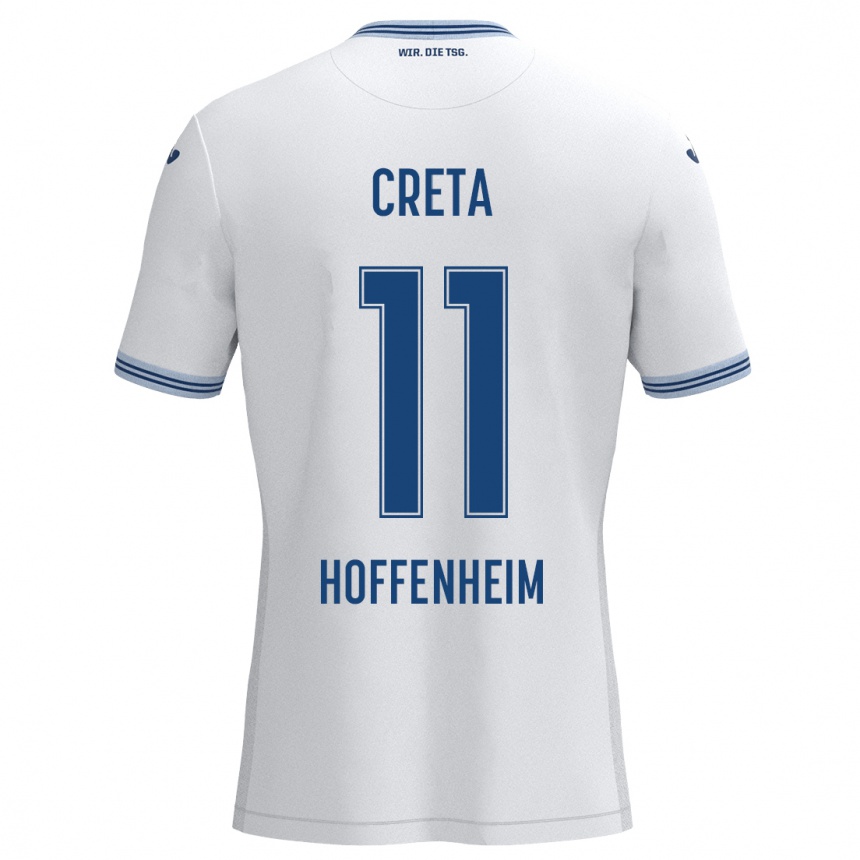 Niño Fútbol Camiseta David Creța #11 Blanco Azul 2ª Equipación 2024/25