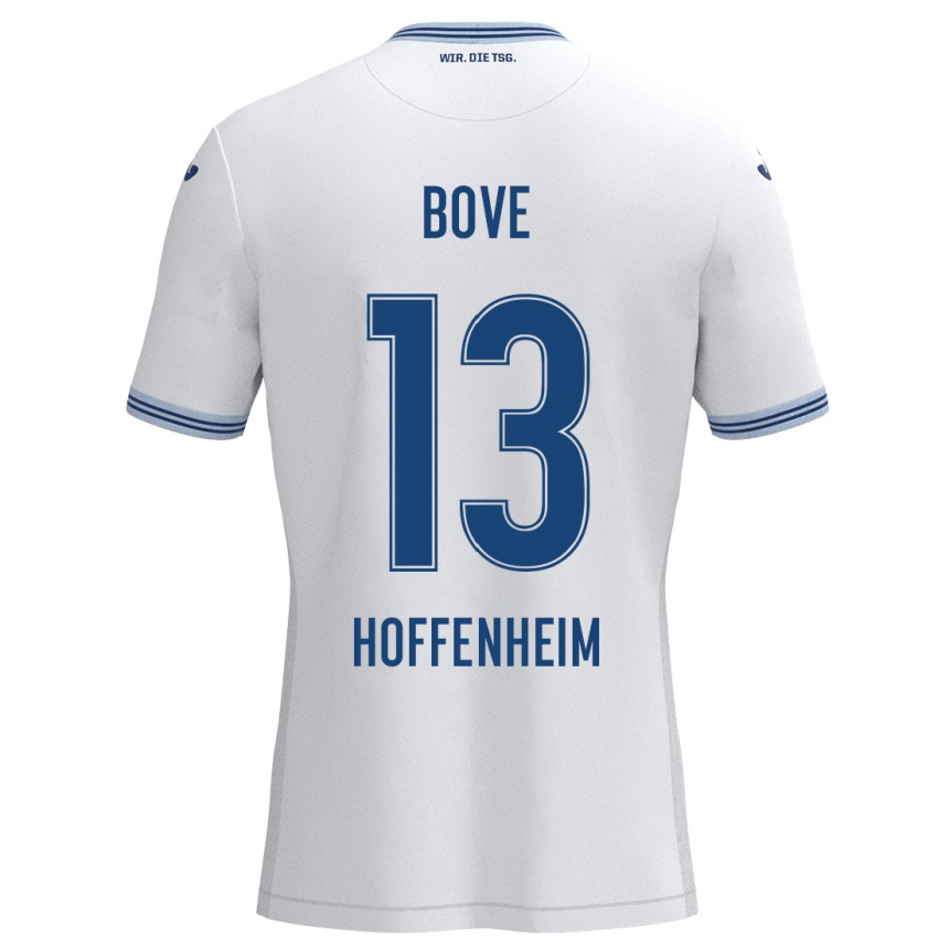 Niño Fútbol Camiseta Nevio Bove #13 Blanco Azul 2ª Equipación 2024/25