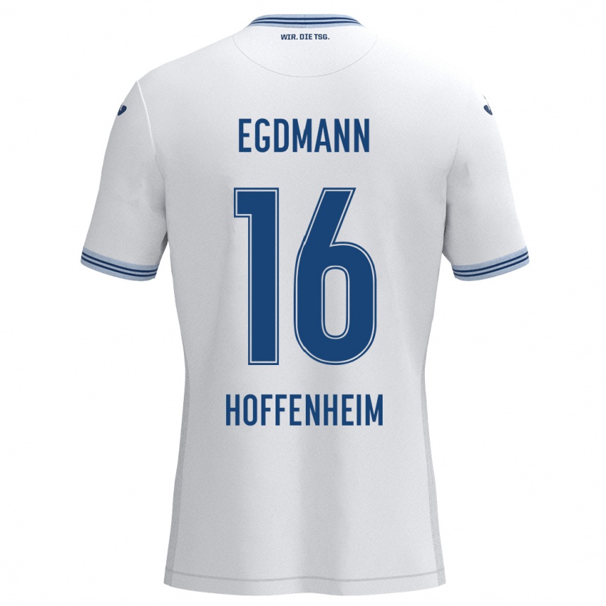 Niño Fútbol Camiseta Mika Egdmann #16 Blanco Azul 2ª Equipación 2024/25