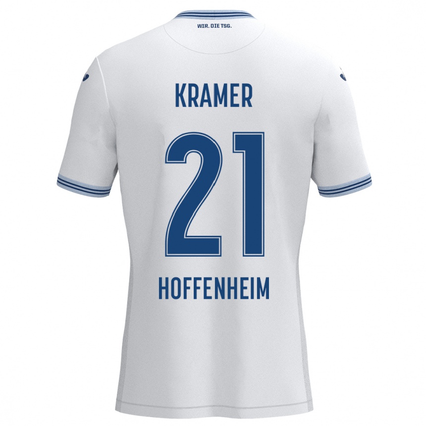 Niño Fútbol Camiseta Emil Kramer #21 Blanco Azul 2ª Equipación 2024/25