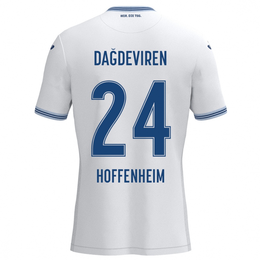 Niño Fútbol Camiseta Diren Dağdeviren #24 Blanco Azul 2ª Equipación 2024/25