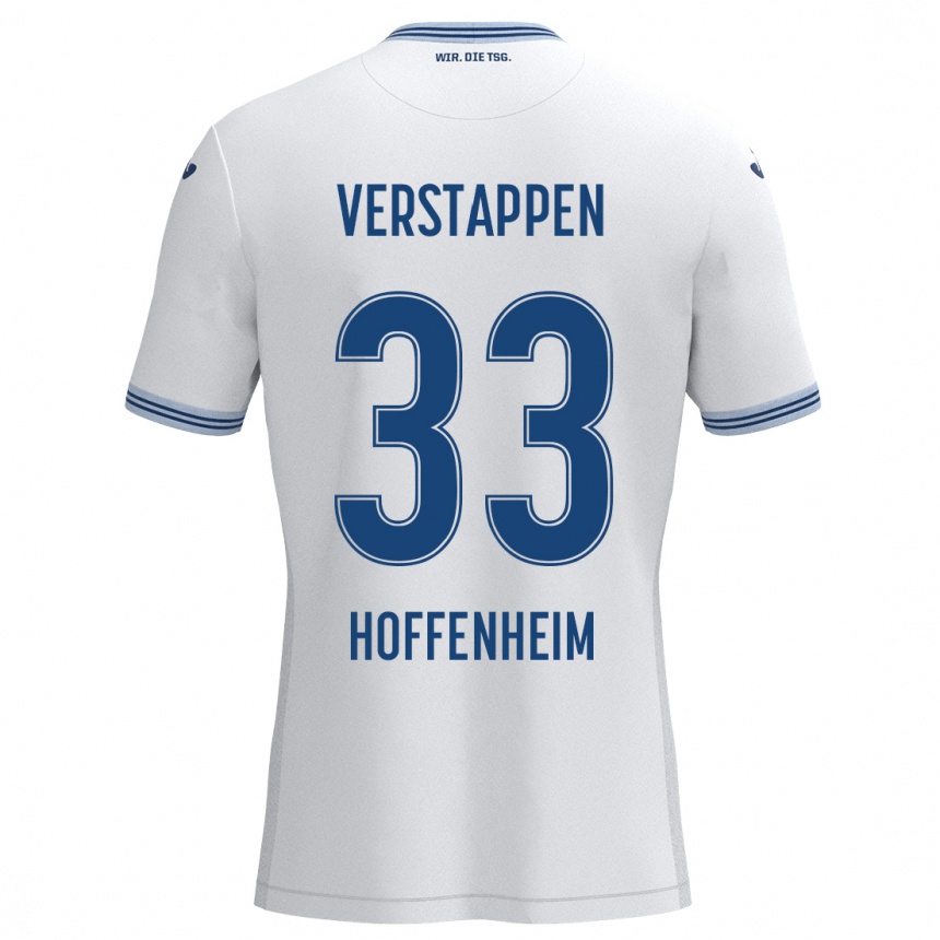 Niño Fútbol Camiseta Eric Verstappen #33 Blanco Azul 2ª Equipación 2024/25